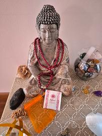 mala tibetano in cinabro rosso e braccto abbinato 
