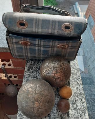 2 bocce ottone con 2 boccini e custodia 