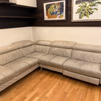 0€ Divano in vera pelle con recliner elettrico 0€