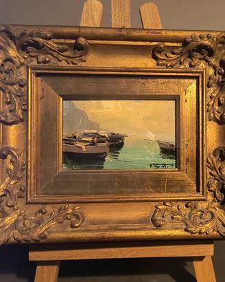 quadretto a olio su tavoletta Marina livornese