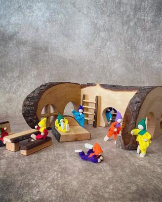 CASETTA IN LEGNO + NANETTI + SET MOBILI MAGICWOOD