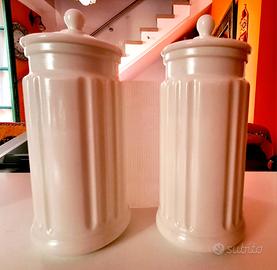 coppia vasi contenitori vintage vetro opalino