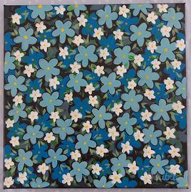 Dipinto di cane e fiori