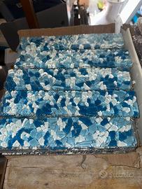 Mosaico in Vetro a Spacco / Effetto Burattato Blu