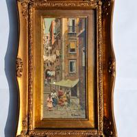 F. Vassetti-olio su tavola firmato,vico napoletano