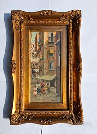 F. Vassetti-olio su tavola firmato,vico napoletano