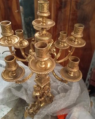 candelabro in ottone nove luci, alto 60 CM. circa