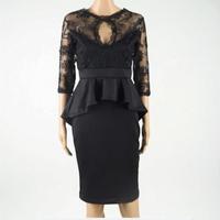 Vestito longuette nero con pizzo