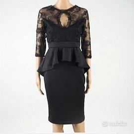 Vestito longuette nero con pizzo