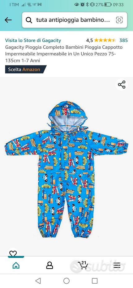 Tuta Impermeabile Bambini 75-135cm - Completo Con Cappuccio, Unisex, Per Pioggia E Giochi - Foto 5