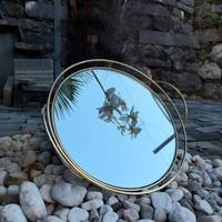 Vassoio specchio vintage dorato stile anni 70