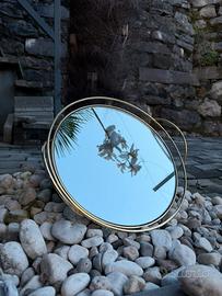 Vassoio specchio vintage dorato stile anni 70