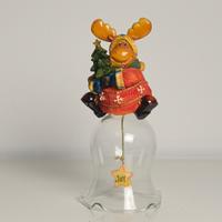Renna Natale con campana vetro soprammobile