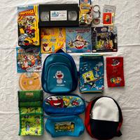 Lotto Kinder Ferrero: VHS, VCD,zaino,astuccio,ecc.
