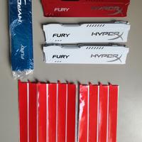 Dissipatori RAM HyperX Fury Rossi, Bianchi e blu