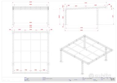 Tettoia in alluminio 758x658 cm-tinta Corten