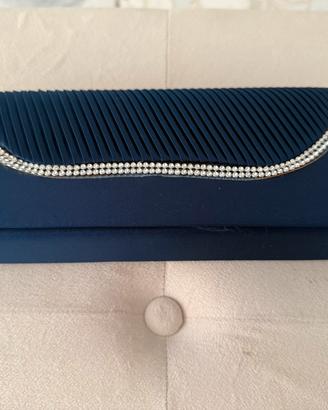 Pochette elegante blu e argento