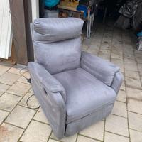poltrona reclinabile elettrica similpelle grigio