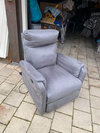 poltrona reclinabile elettrica similpelle grigio