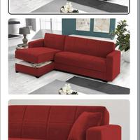 Divano rosso a L a contenitore