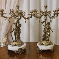 Imponente Coppia Statue/Candelabri A 4 Luci 12,6kg