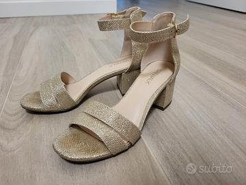 Sandali donna dorati tacco tacco 5,5 cm n. 36 