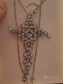 Collana croce zirconi, argento 