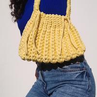 Borsa donna gialla a uncinetto con manico