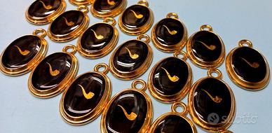 Lotto ciondoli vintage uomo collana cammeo pipa