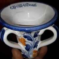 PORTACANDELA SOPRAMMOBILE CERAMICA CALTAGIRONE h12