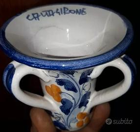 PORTACANDELA SOPRAMMOBILE CERAMICA CALTAGIRONE h12