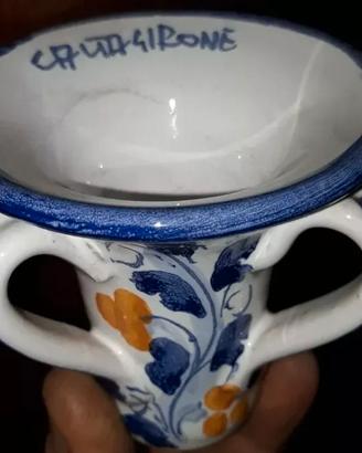 PORTACANDELA SOPRAMMOBILE CERAMICA CALTAGIRONE h12