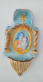 Acquasantiera in ceramica dipinta a mano artigiana