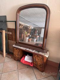 Mobile Toeletta Vintage Specchio Legno e Radica