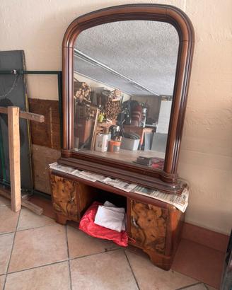 Mobile Toeletta Vintage Specchio Legno e Radica