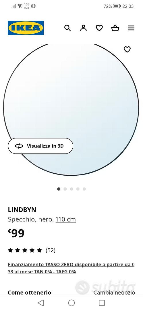 LINDBYN Specchio, nero, 110 cm - IKEA Italia