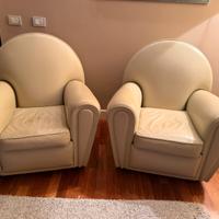 Poltrone in pelle avorio di design -come nuove