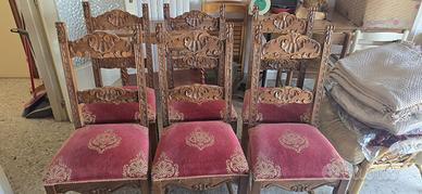 mobili sala intera in legno pieno intarsiato
