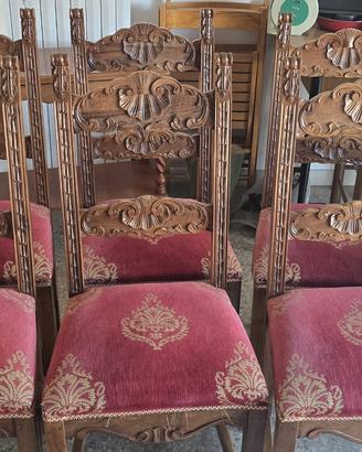 mobili sala intera in legno pieno intarsiato