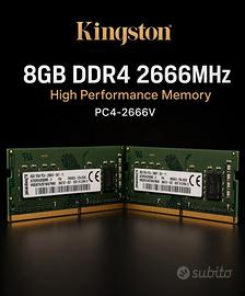 kit RAM DDR 4 16 GB(2x8) Kingston 2666MHz .