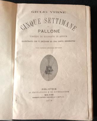 Libro antico: Cinque settimane in pallone. 