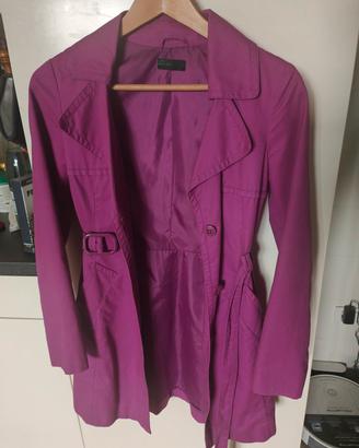 trench 100% cotone Benetton, fucsia, taglia 38 ita
