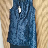 Abito blu broccato smanicato tg52