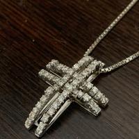 Collana e Croce Oro Bianco 750 con Diamanti 46 cm