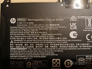 HP HW03XL 11,34V 41,04Wh Batteria Originale per No