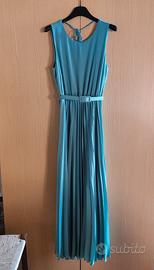 Abito lungo plissettato azzurro 