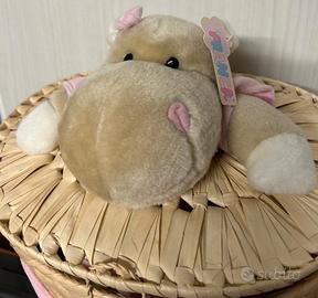 n. 2 ceste in vimini con pupazzetto ippopotamo 