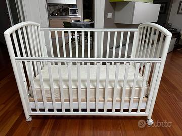 Lettino culla Pali bianco con materasso