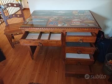 scrivania legno piu sedia legno