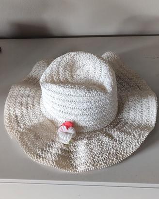 Cappello prendisole tesa larga paglia traforata bi